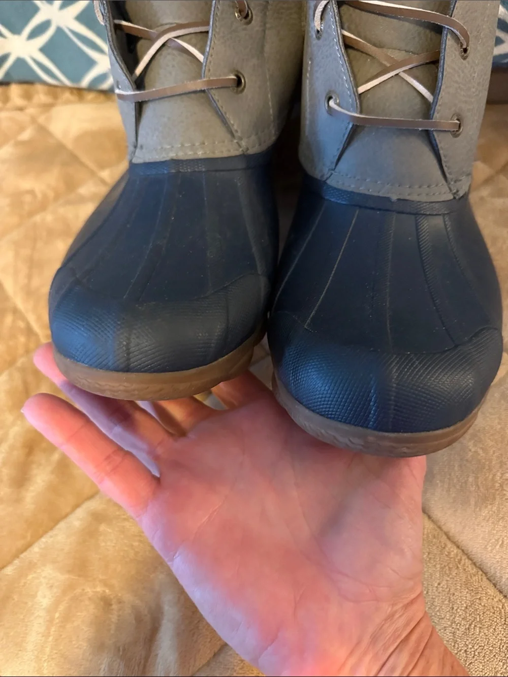 Sperry Women's Navy and Gray Waterproof Lace-Up Duck Boots